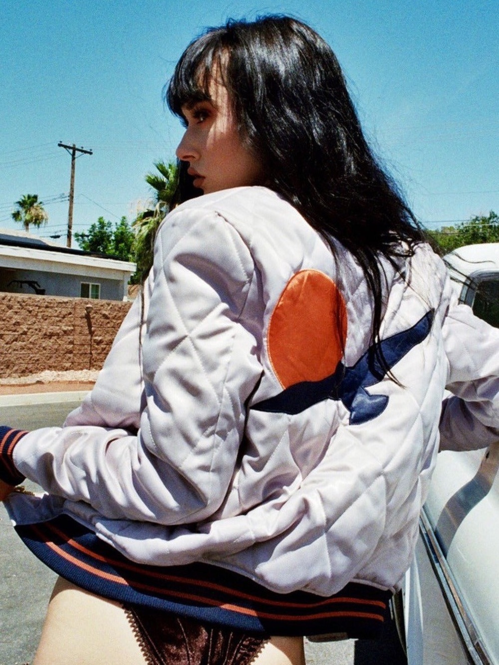 Classic Rock Couture Silver Wings Satin Bomber Jacket Size Medium EUC - Picture 5 of 6